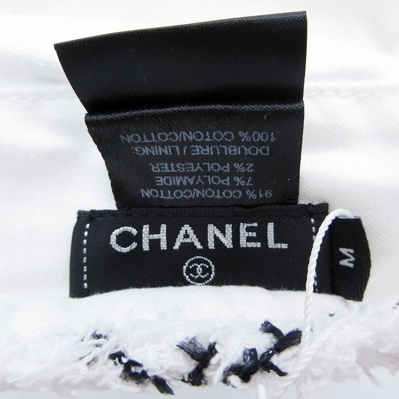 Chanel Tweed Plaid Beret Cap White M Tnt