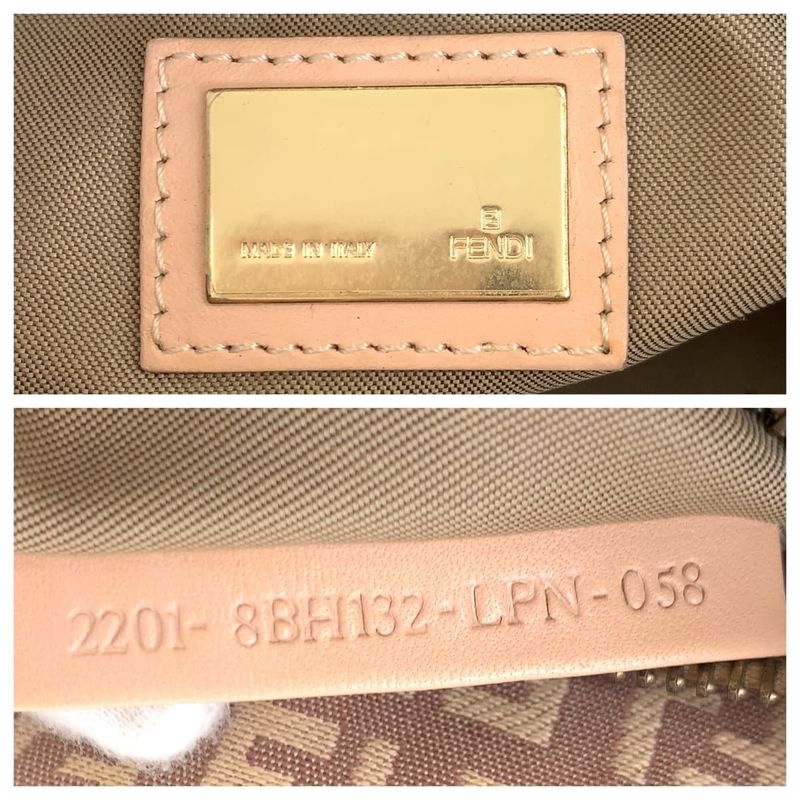 Fendi Zucca Pattern Pink Salmon Pink Gold Canvas Leather Tote