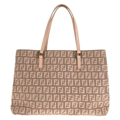 Fendi Zucca Pattern Pink Salmon Pink Gold Canvas Leather Tote