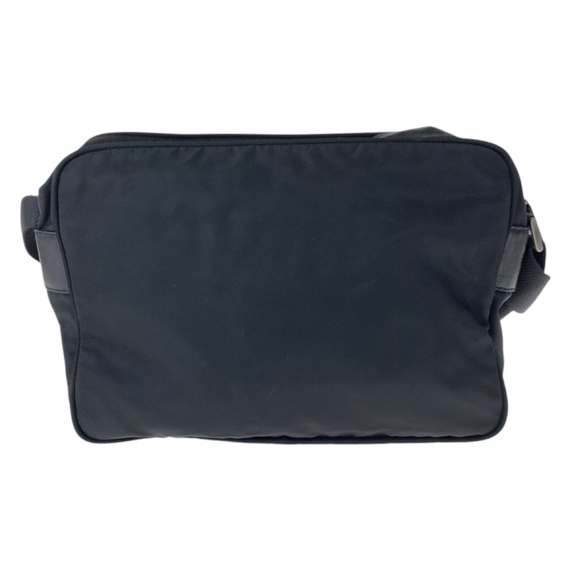 Prada Tessuto Black Silver Nylon Shoulder Back