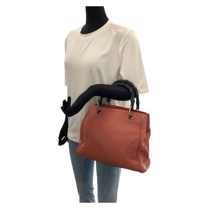Gucci Bamboo Pink Gold Leather Tote