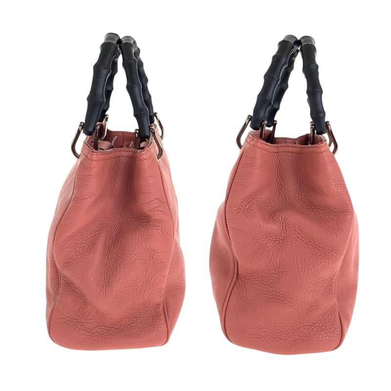Gucci Bamboo Pink Gold Leather Tote