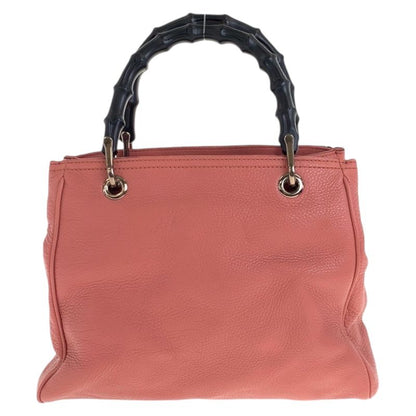 Gucci Bamboo Pink Gold Leather Tote