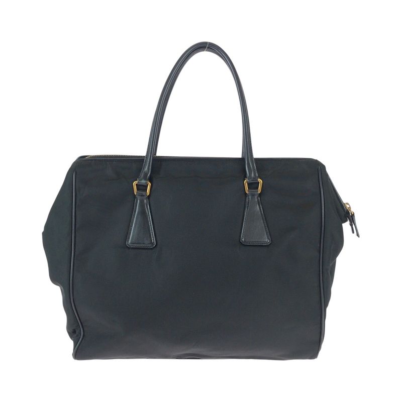 Prada Tessuto Black Gold Nylon Shoulder Bag Tote