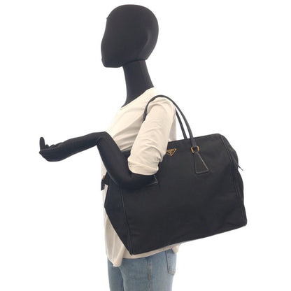 Prada Tessuto Black Gold Nylon Shoulder Bag Tote