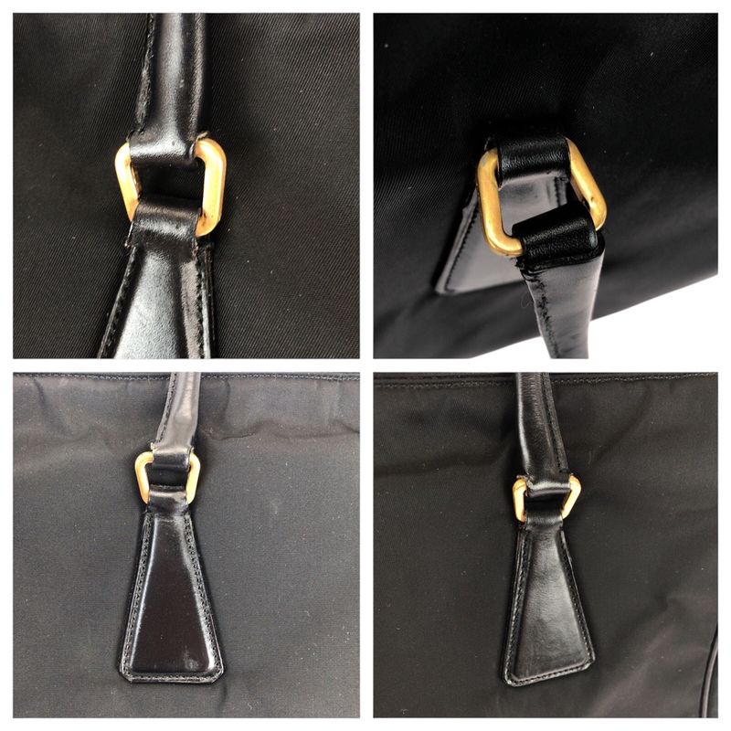 Prada Tessuto Black Gold Nylon Shoulder Bag Tote