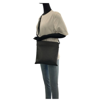 Bottega Veneta Charcoal Gray Leather Shoulder Bag Pochette