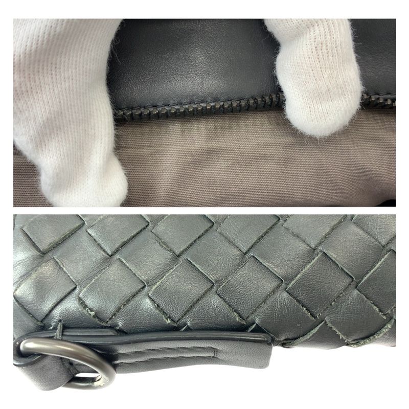 Bottega Veneta Charcoal Gray Leather Shoulder Bag Pochette