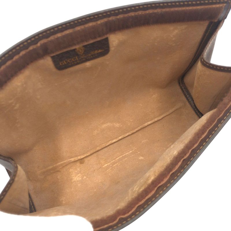 Gucci Vintage Sherry Line Brown Leather 41 014 Clutch