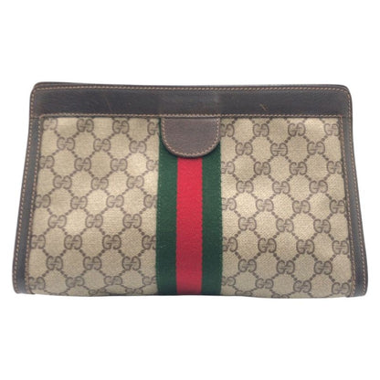 Gucci Vintage Sherry Line Brown Leather 41 014 Clutch