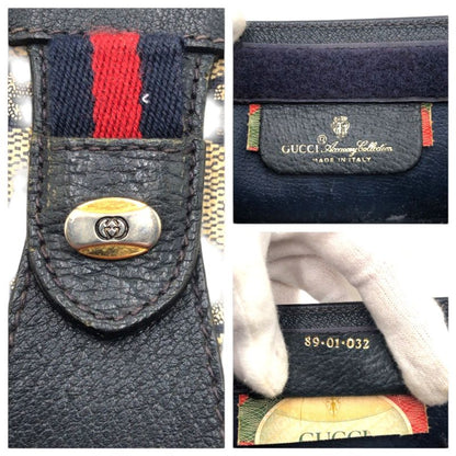 Gucci Shari Line Vintage Navy Beige 89.01 Clutch