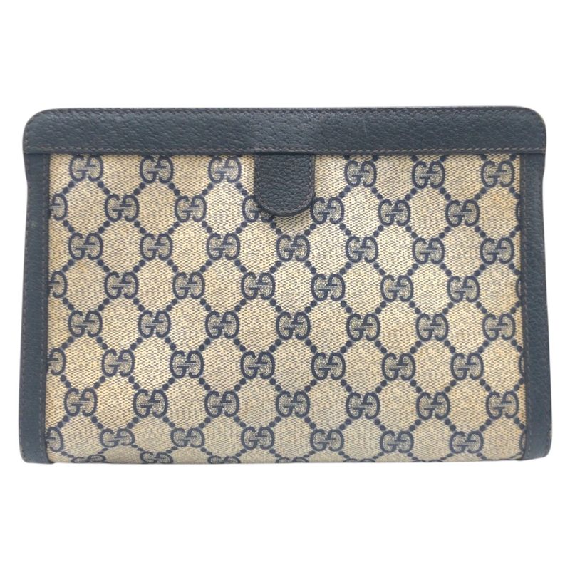 Gucci Shari Line Vintage Navy Beige 89.01 Clutch