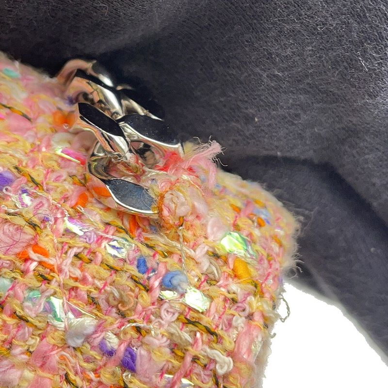 Chanel Handbag CC Logo Big Coco Chain Handle Tweed Bag