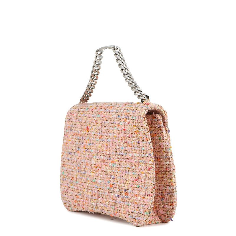Chanel Handbag CC Logo Big Coco Chain Handle Tweed Bag