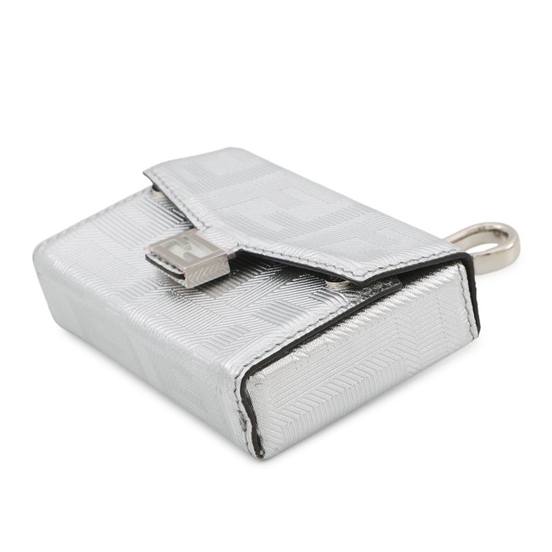 Fendi Charm Nano Baguette Leather Silver-black