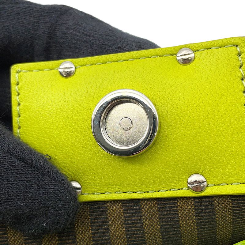 Fendi Shoulder Bag Baguette Phone Pouch 2-Way Light Green-brown