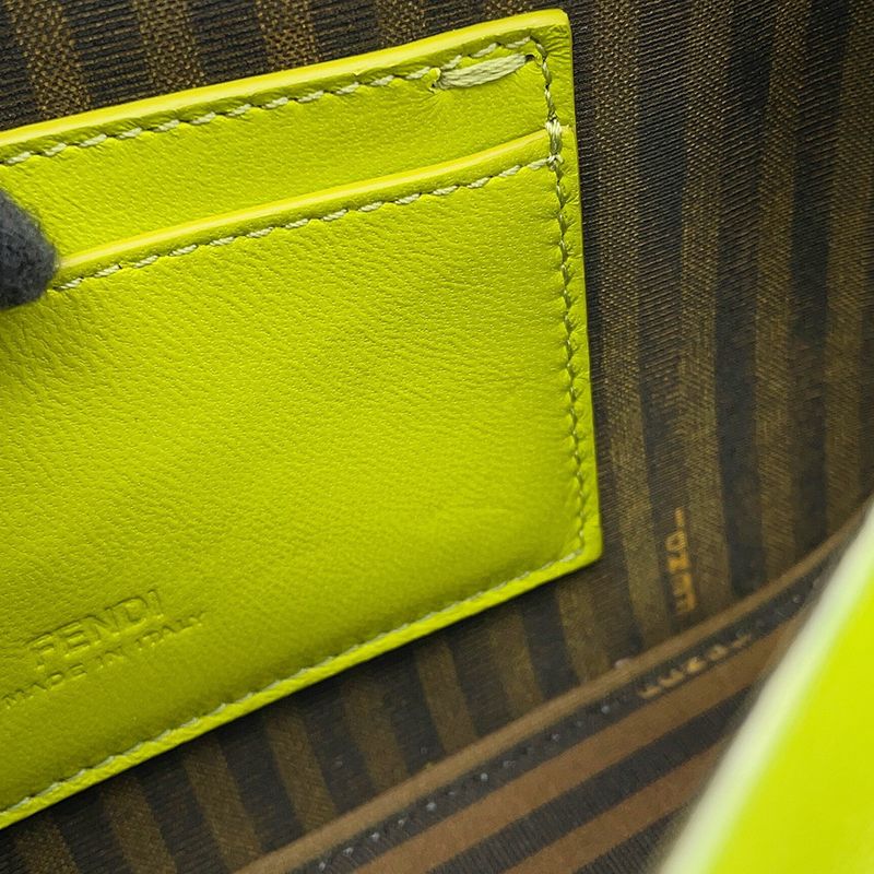 Fendi Shoulder Bag Baguette Phone Pouch 2-Way Light Green-brown