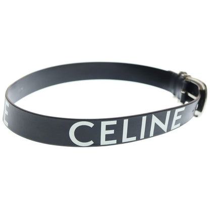 Celine Logo Print Leather Western Belt Black