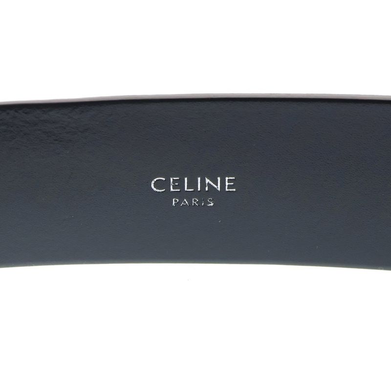 Celine Logo Print Leather Western Belt Black