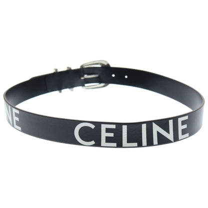 Celine Logo Print Leather Western Belt Black