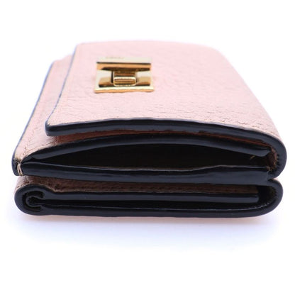 Fendi Peekaboo Selleria Trifold Wallet Pink Leather