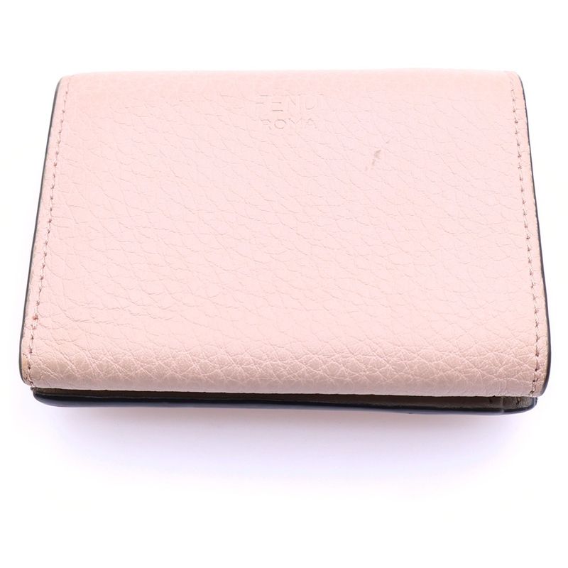 Fendi Peekaboo Selleria Trifold Wallet Pink Leather