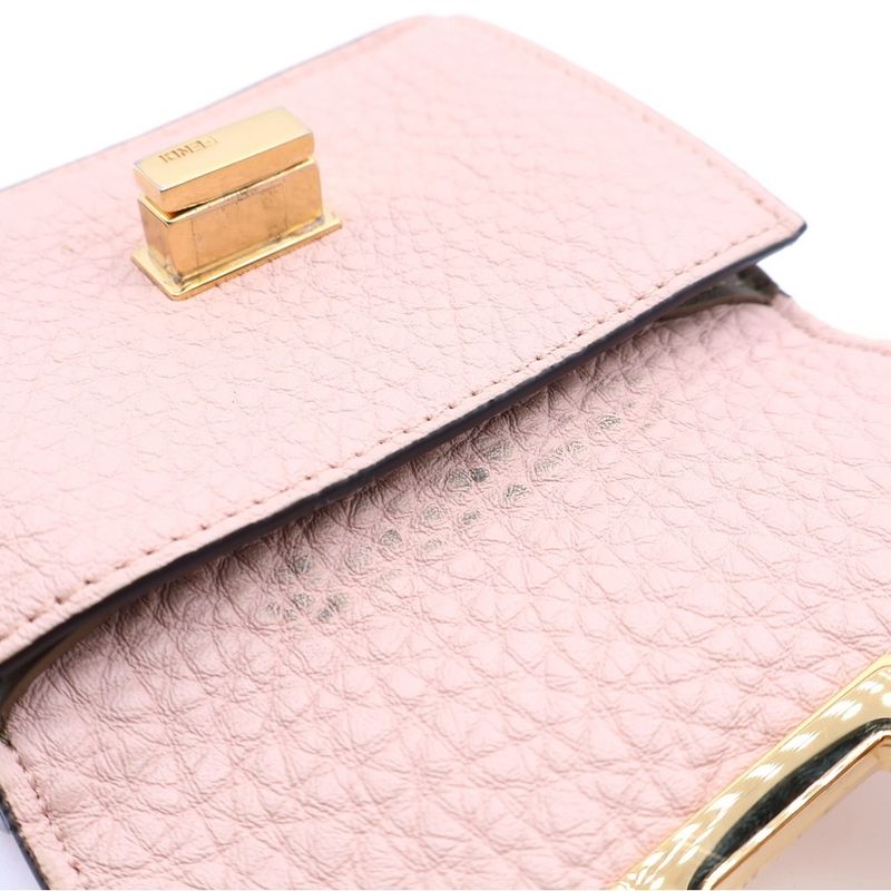 Fendi Peekaboo Selleria Trifold Wallet Pink Leather