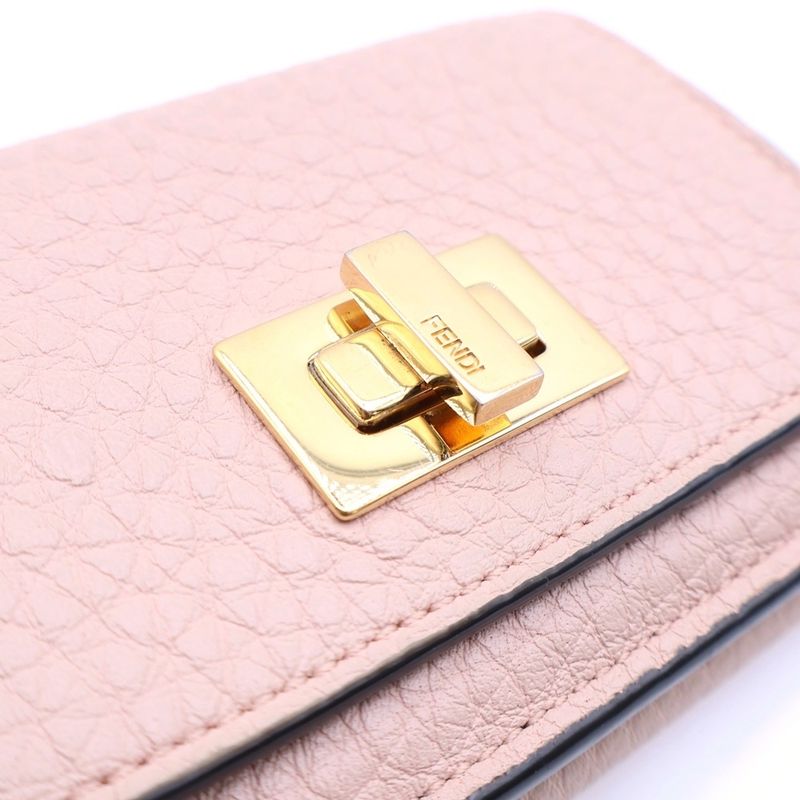 Fendi Peekaboo Selleria Trifold Wallet Pink Leather