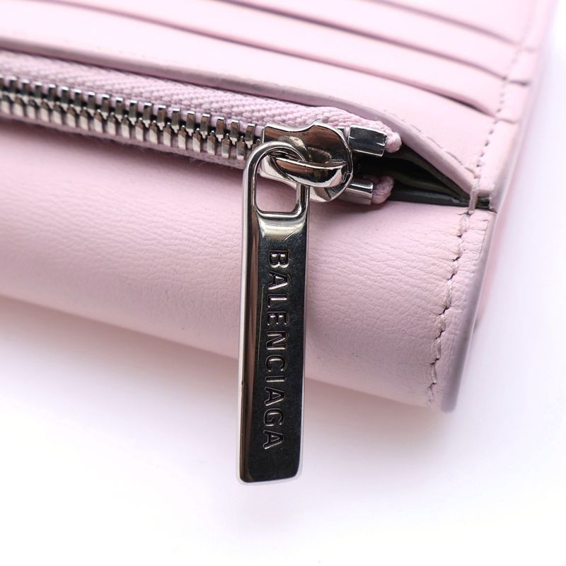 Balenciaga Envelope Slim Continental Wallet Pink Leather
