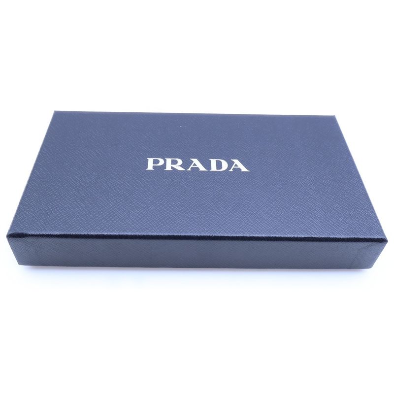 Prada Saffiano Round Zip Wallet Leather Pink Beige Long IC Type