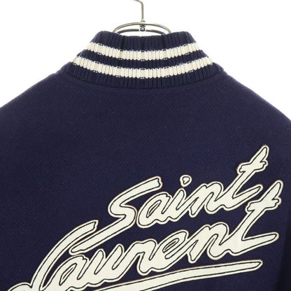 Saint Laurent Paris Back Logo Leather Patch Varsity Jacket Stadium Jumper