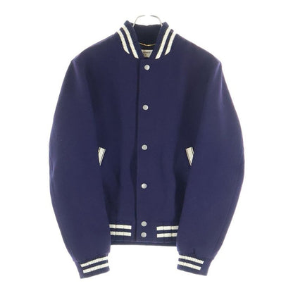 Saint Laurent Paris Back Logo Leather Patch Varsity Jacket Stadium Jumper