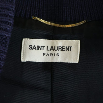 Saint Laurent Paris Back Logo Leather Patch Varsity Jacket Stadium Jumper