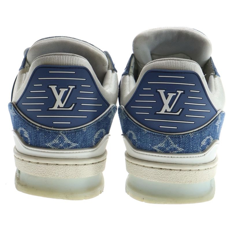 Louis Vuitton LV Trainer Denim Monogram Marine Low Cut Sneakers Indigo