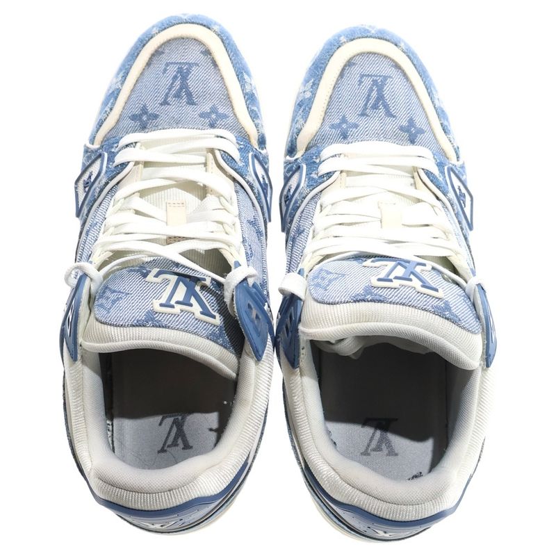 Louis Vuitton LV Trainer Denim Monogram Marine Low Cut Sneakers Indigo