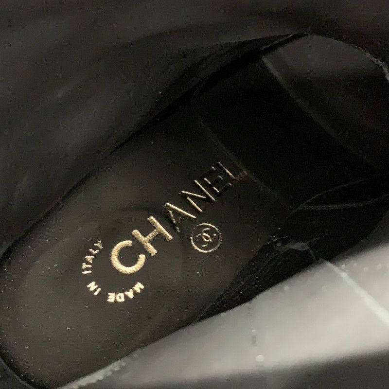Chanel Boots Shorts Shoes Leather Fabric Black Gold CC Logo Chain