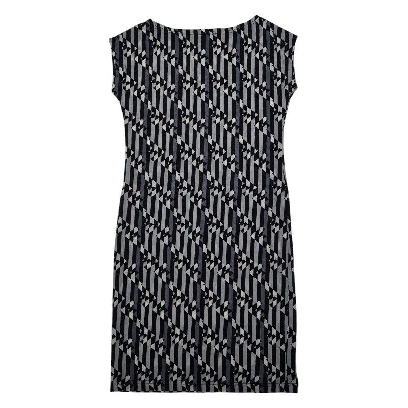 Fendi FF Logo Striped Sleeveless Dress 42 Gray White Black