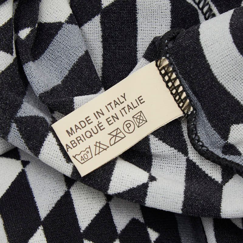 Fendi FF Logo Striped Sleeveless Dress 42 Gray White Black