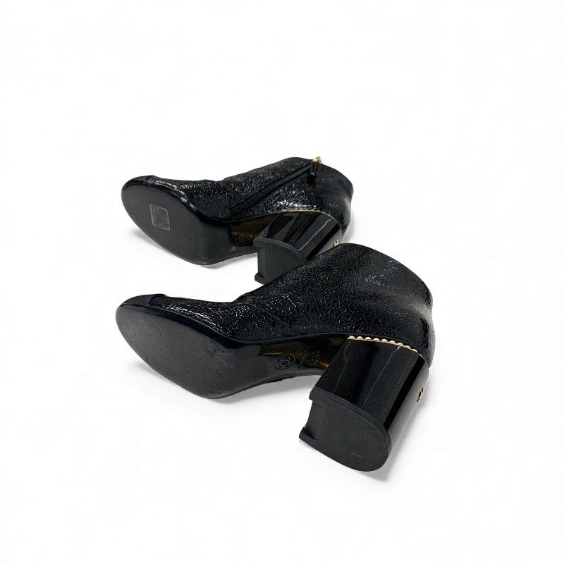 Chanel Boots Shorts Shoes Leather Fabric Black Gold CC Logo Pearl