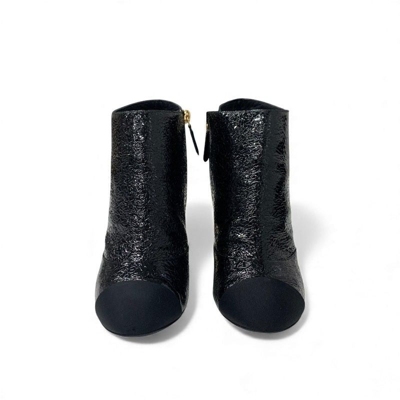 Chanel Boots Shorts Shoes Leather Fabric Black Gold CC Logo Pearl