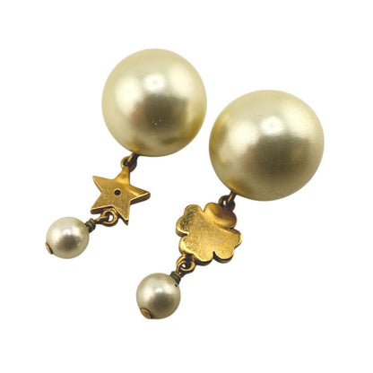 Dior Christian Star Clover Asymmetric Earrings