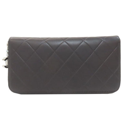 Chanel Quilted Silver Long Wallet