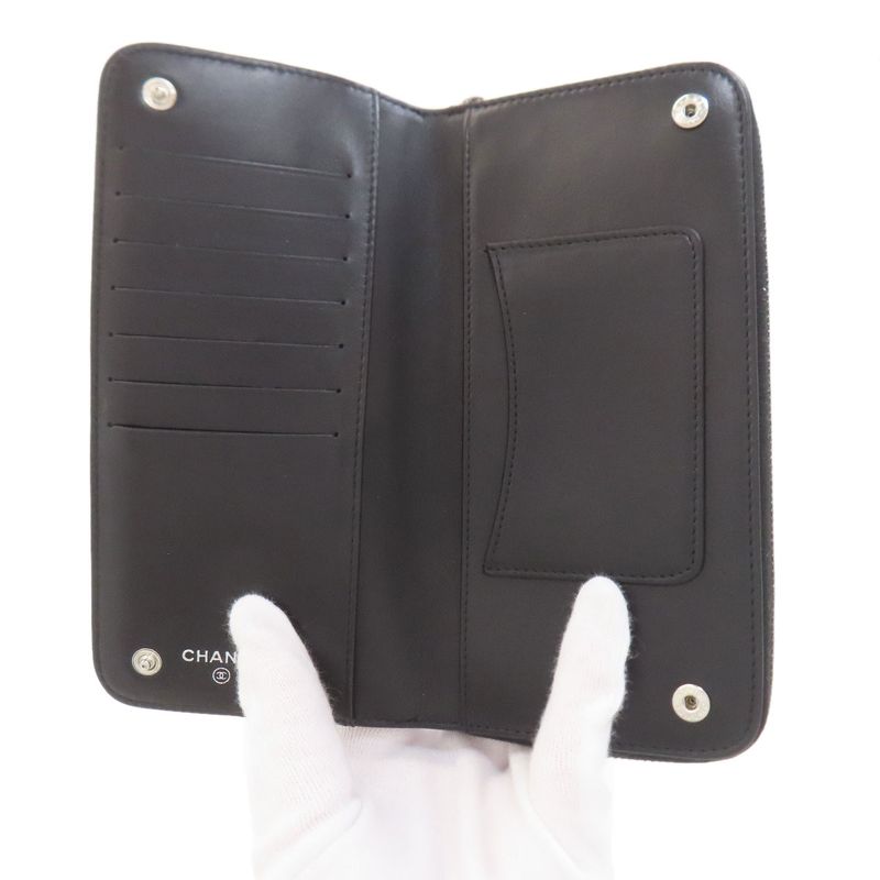 Chanel Quilted Silver Long Wallet