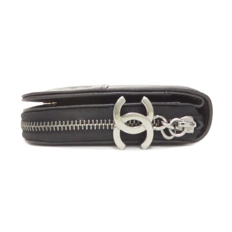 Chanel Quilted Silver Long Wallet