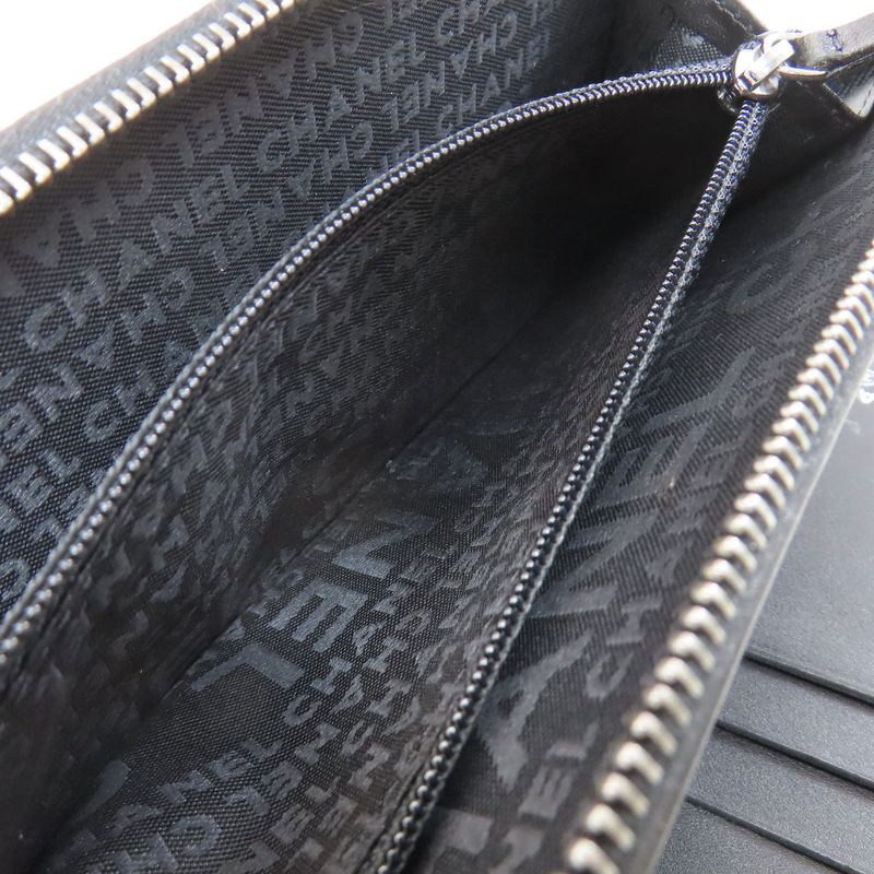 Chanel Quilted Silver Long Wallet