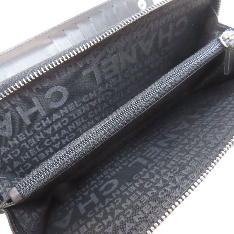 Chanel Quilted Silver Long Wallet