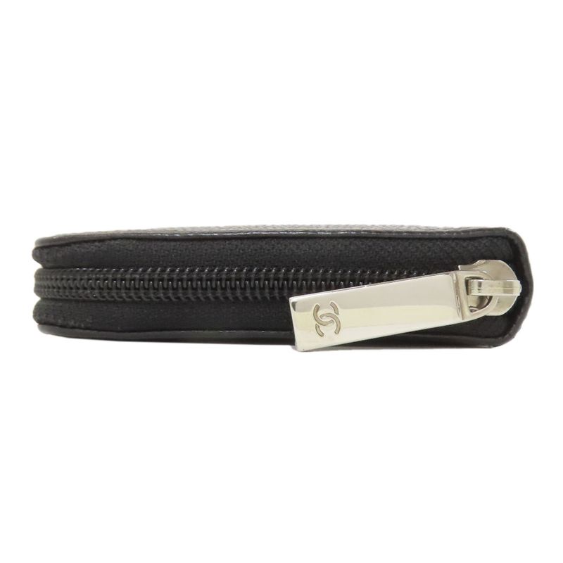 Chanel CC Logo Silver Long Wallet Grained Calfskin