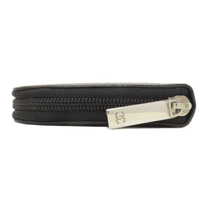 Chanel CC Logo Silver Long Wallet Grained Calfskin