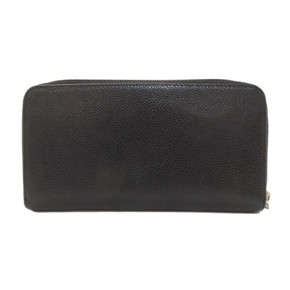 Chanel CC Logo Silver Long Wallet Grained Calfskin