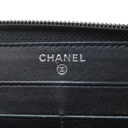 Chanel CC Logo Silver Long Wallet Grained Calfskin